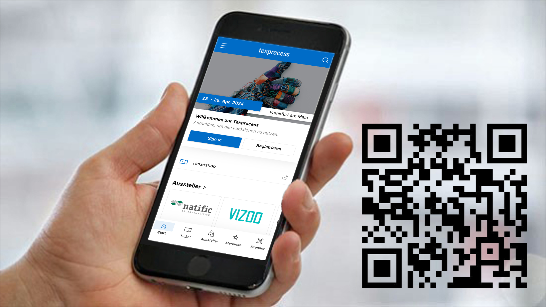 Handy welches die Texprocess App geöffnet hat
